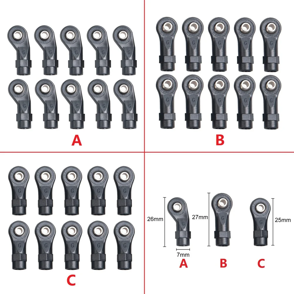 30 шт. пластиковые наконечники стержня M4, шарики головки, соединительный шарнир для 1/10 RC гусеничного автомобиля TRAXXAS TRX-4 TRX4, детали, аксессуары