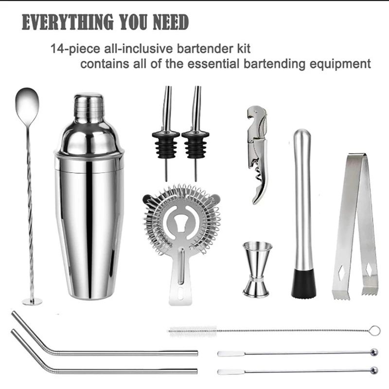 

350ml/550ml/750ml Cocktail Shaker Bartender Stainless Steel Bars Tools Set Strainer Jigger Muddler Stirrer Shaker Pot Tools