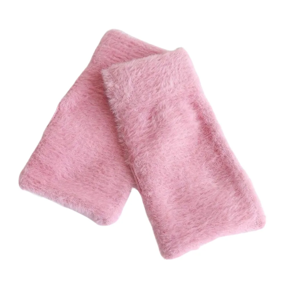 

Модные вязаные перчатки из искусственного меха, толстые теплые полуручатки, открытые перчатки без пальцев с защитой рук, осень-зима