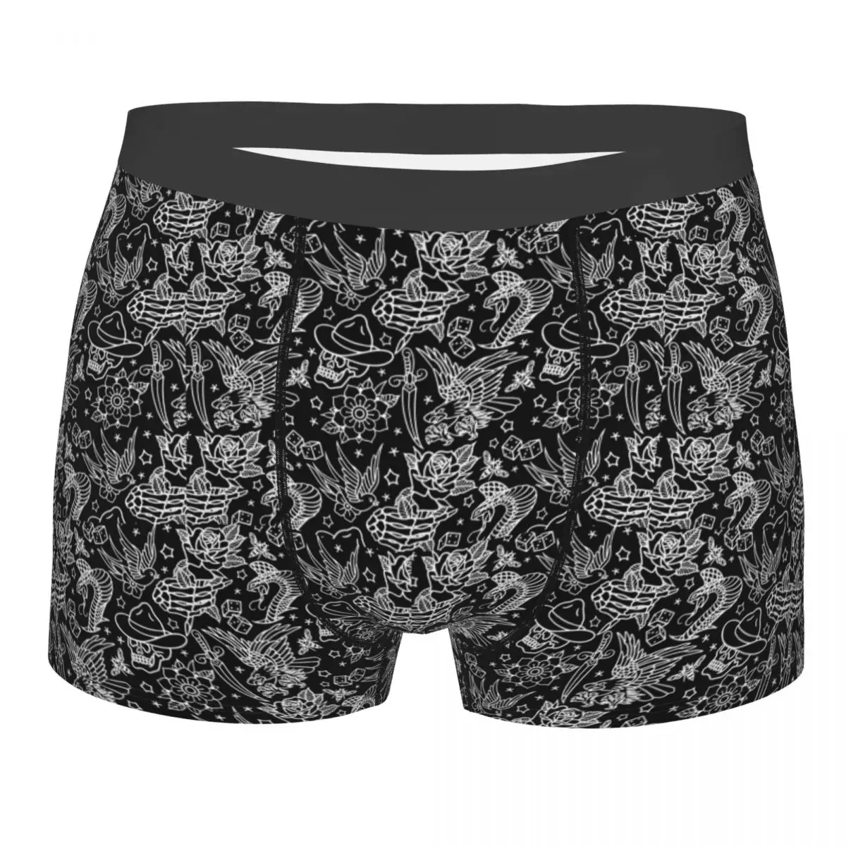 Boxer Underpants Shorts American Traditional Tattoo Flash Print Panties Men Soft Underwear for Homme Man Boyfriend Gift