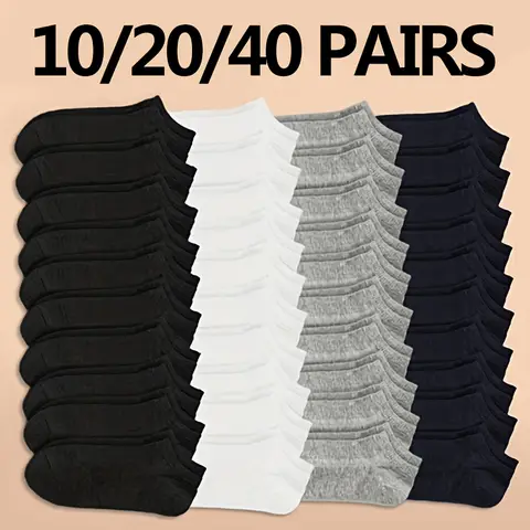 Pure Color Breathable Short Socks for Women And Men Comfortable 10/20/40 Pairs Pack - Assorted Colors for Casual Wear