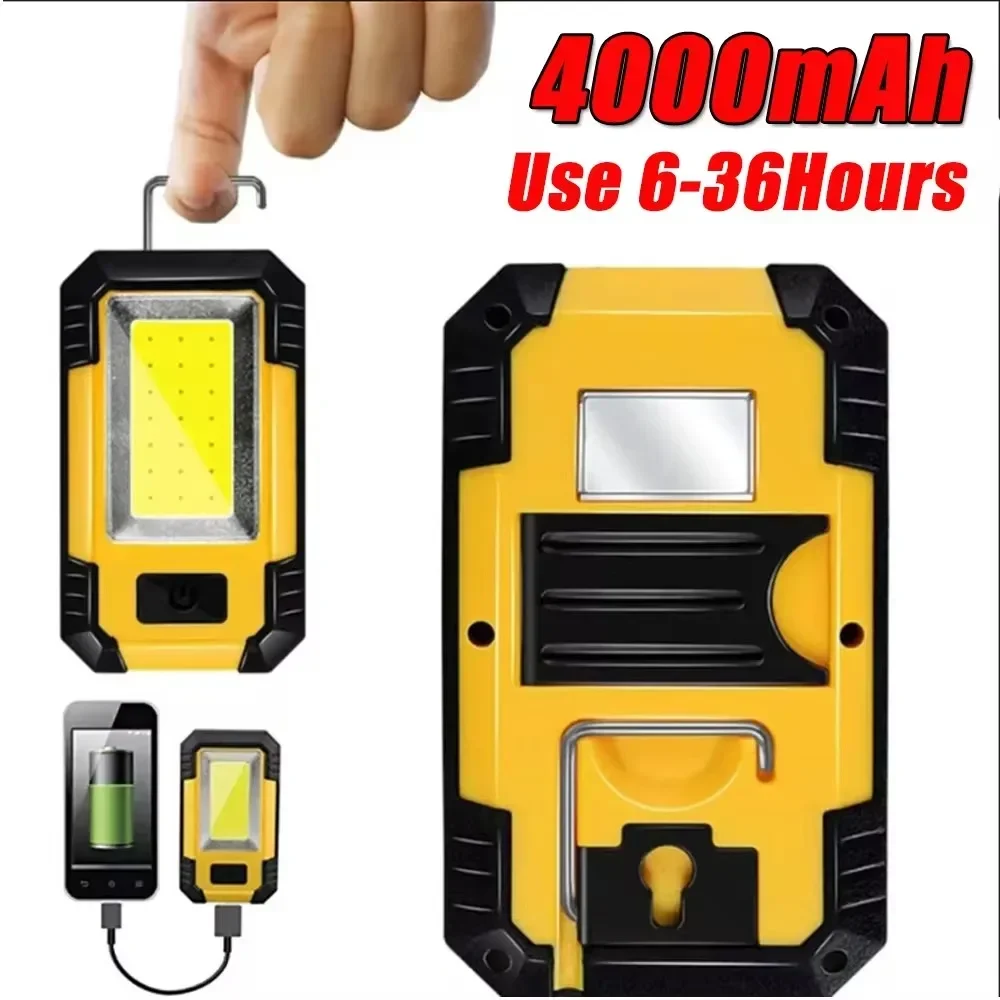 Portable Cob Work Light Rechargeable Multifunctional Flashlight Waterproof Outdoor Camping Tent Light Maintenance Work Light