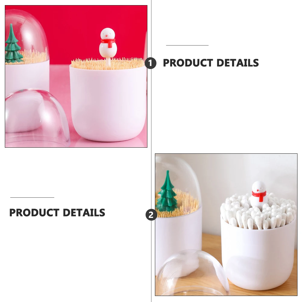 

2 pcs Christmas Tree Snowman Toothpick Box ABS Material Cartoon Pattern Portable Storage Case Dust Proof Home Decor