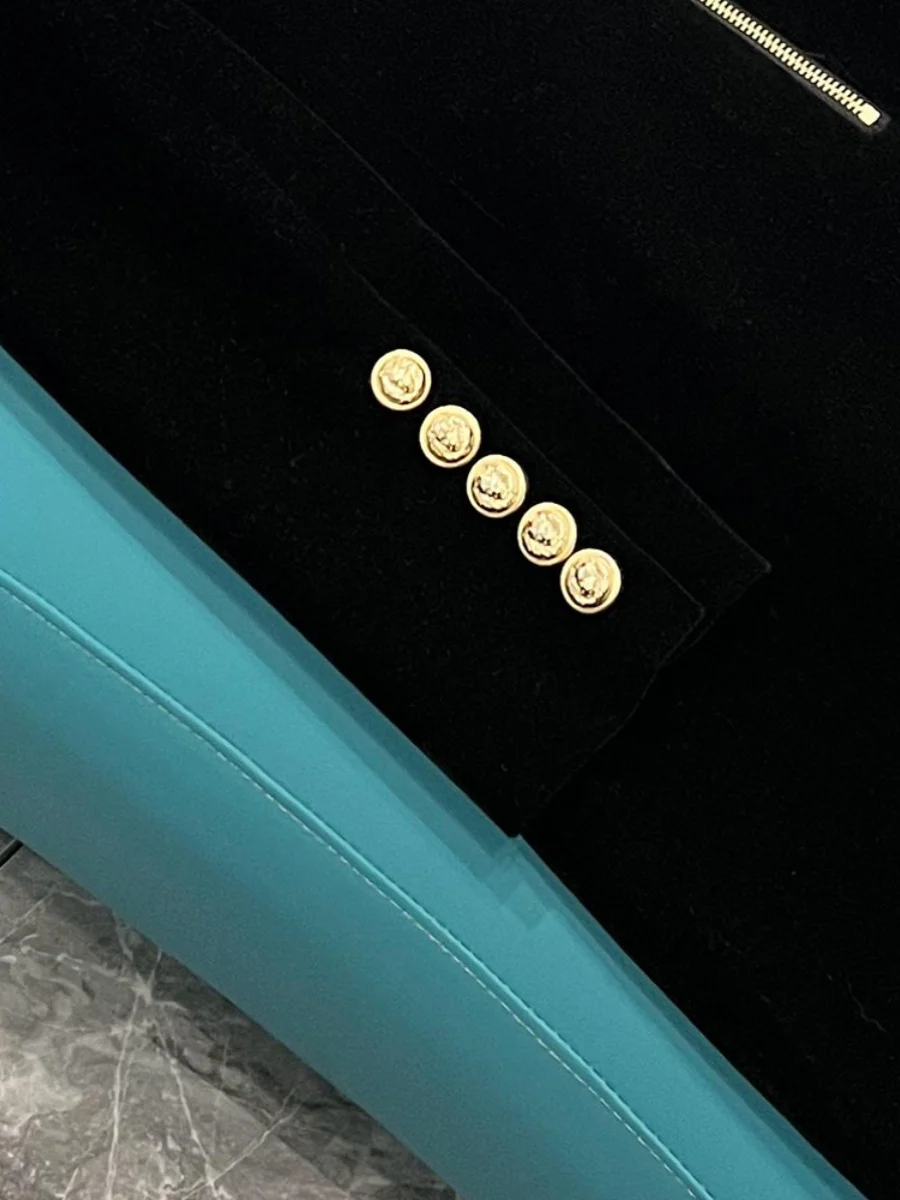 Hebe Sle velours tissu Long Sve v-ne coupe ajustée t-shirt bouton costume Dr femmes Ci trajet conception Simple D6878