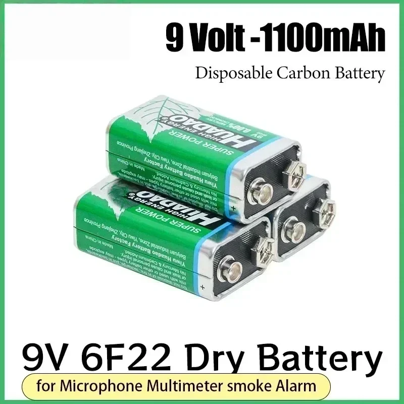 Stable Voltage 9V 6F22 1100mAh Alkaline Battery Replace 6LR61 for Electronic Toys Multimeter KTV Microphone