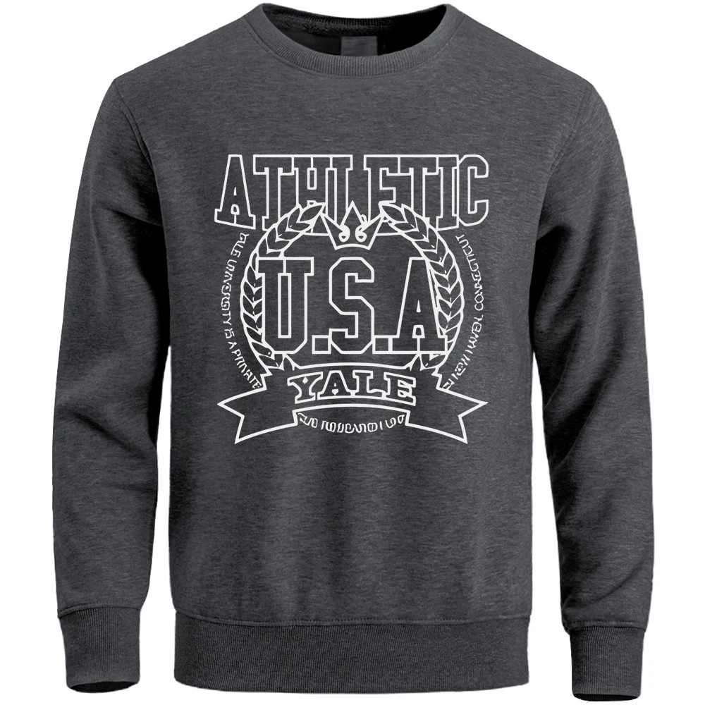 Athletic U.S.A Creative Badge Printing Hooded Mens Autumn Versatile Hoodies Casual Simple Hoodie Street Warm Personality Clothes