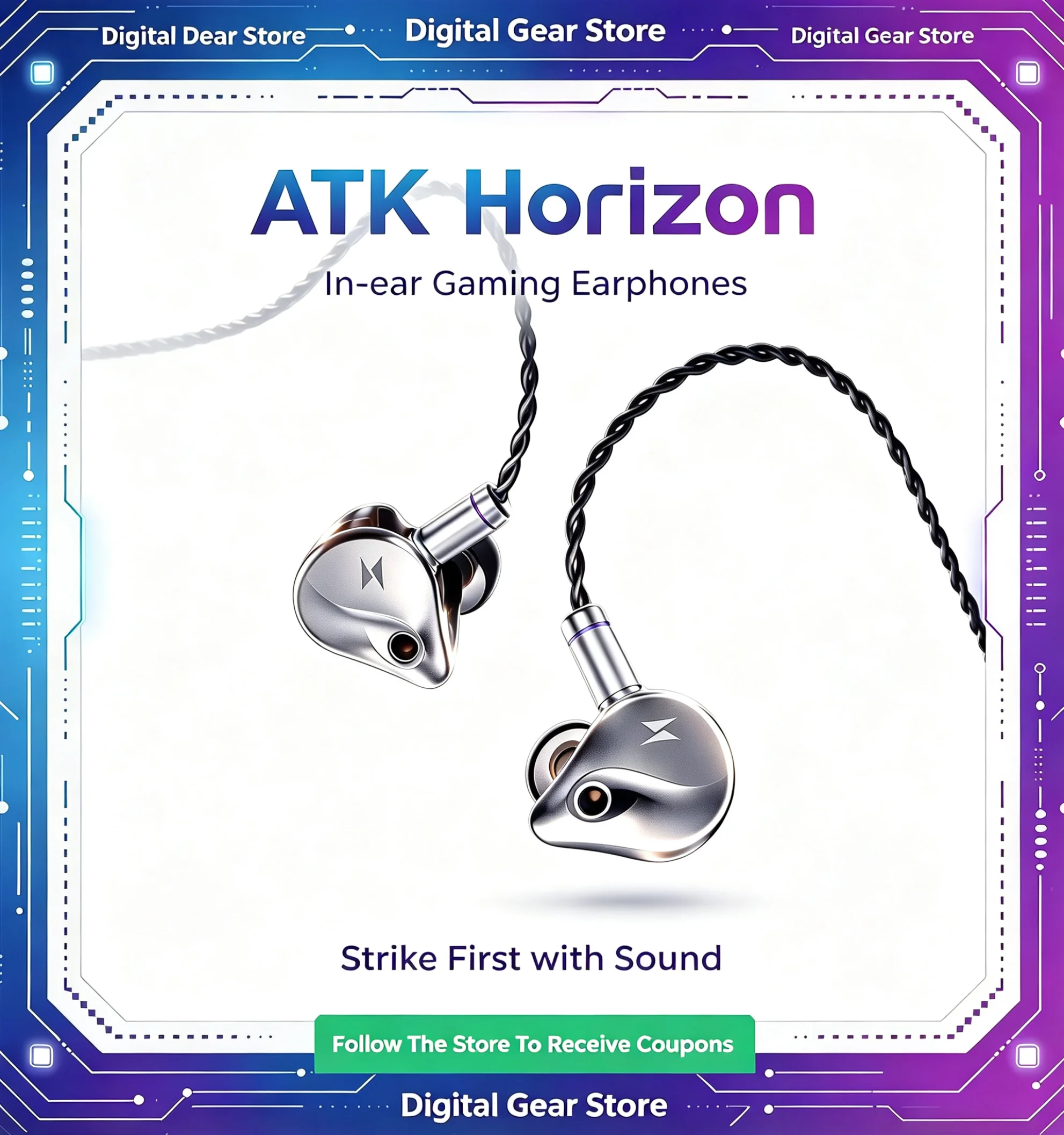 ATK Horizon Wired In Ear Gaming Earphones HiFi Sound Quality Sound Localization Headset With Mic USB Type C DSP 384kHz 32bit DAC