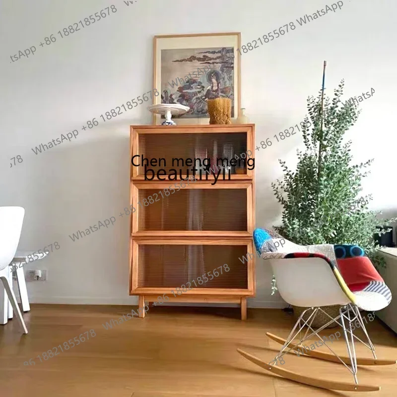 cn8350 LHY zq Nordic Solid Wood Magazine Cabinet Japanese Simple Meal Side Cabinet TV Side Cabinet Locker Living Room Floor Book