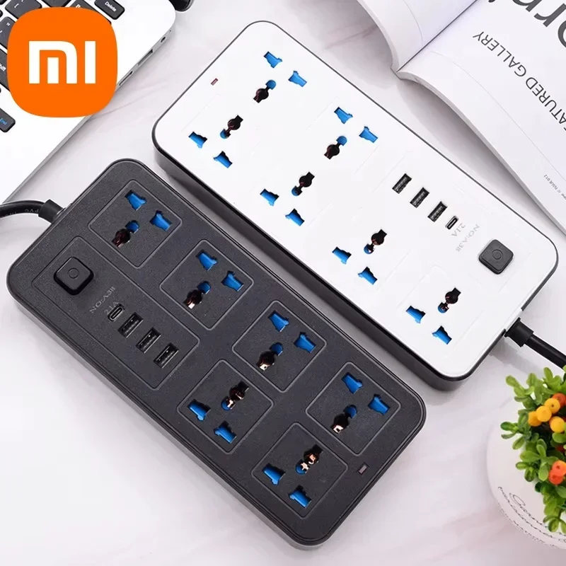 Xiaomi Power Multi Tap Universal Plug EU US UK Outlet Power Strip with 2m Extension Cord AC Type C USB Charge Electrical Socket