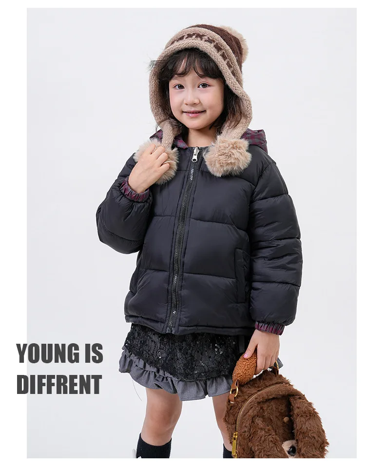 Winter Jungen Verdickte Karierte Kapuzenjacke aus Baumwolle Mädchen Kinder Winddichte Warme Jacke Baby Weiche Freizeitkleidung Schule Sport Kinder – Detail 19
