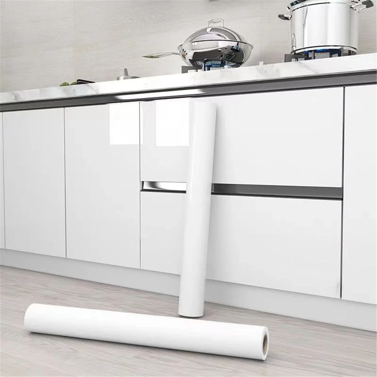 

Glossy White Stickers Vinyl Self Adhesive Waterproof Oil Proof Sticker Kitchen Counter Panels Furniture Renovation Wallpaper