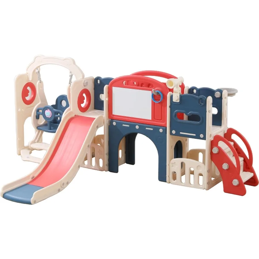

11 in 1 Toddler Outdoor Playset for Backyard: Includes Toddler Slide Swing Set Basketball Hoop Football Gate Climbing Structure