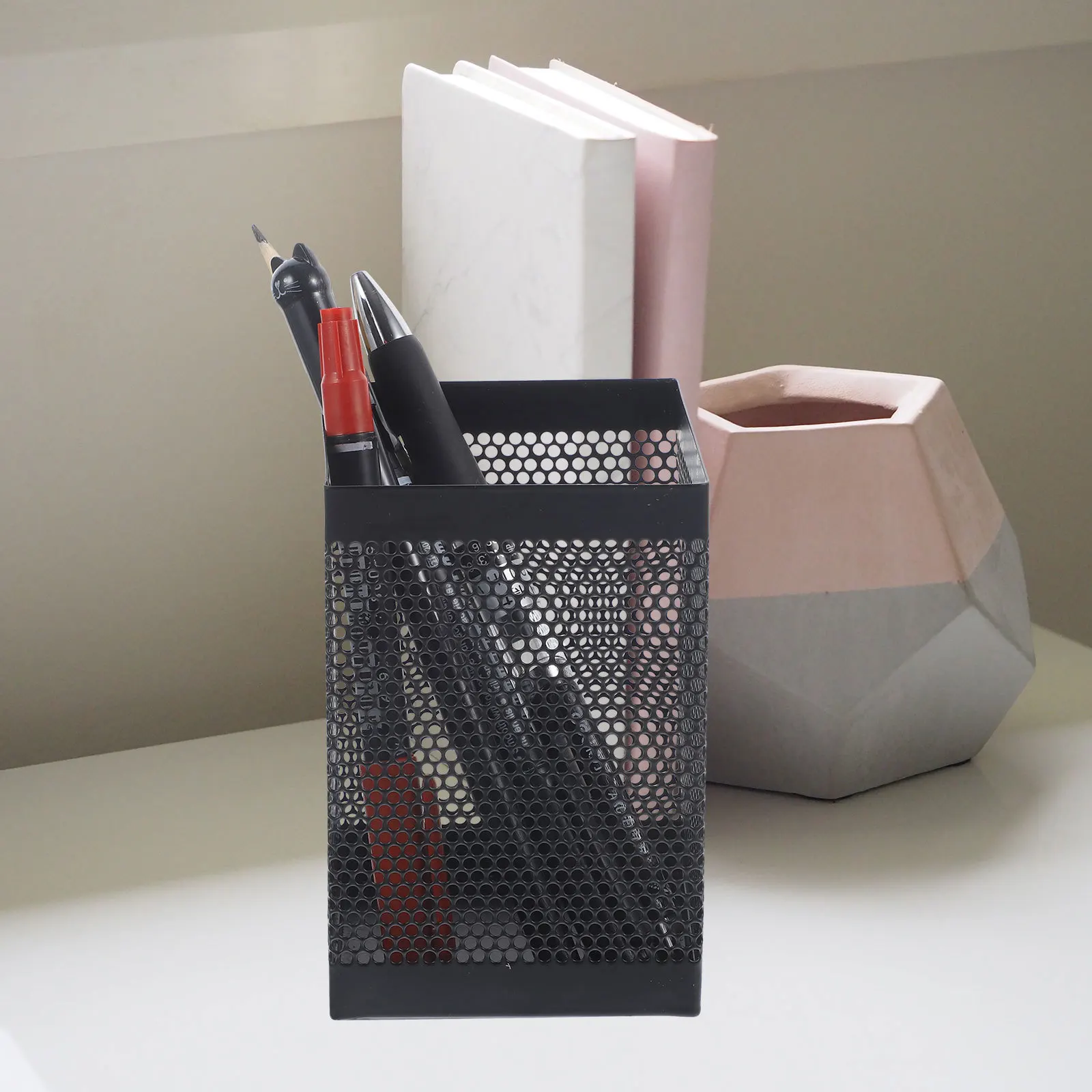 Metal Pen Organizer Mesh Design Portable for Bedroom Study Room Office Desk Accessories Storage Marker Holder for Wall