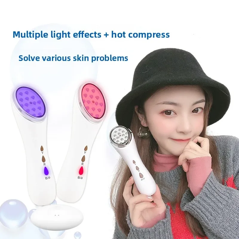 

NEW LED Spectrum Beauty Instrument Hot Compress Household Color Light Instrument Facial Rejuvenation Red and Blue Light