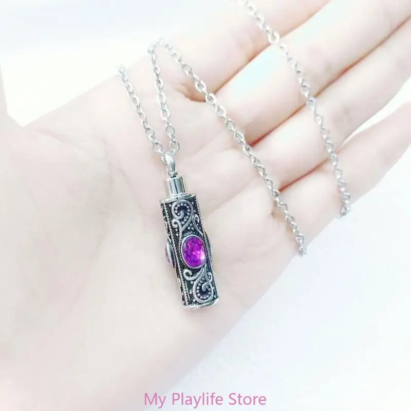 Colorful Birthstone Ashes Necklace Storage Carry and Keep Cherished Memory Can Open Close for Animal Owner Remembrances