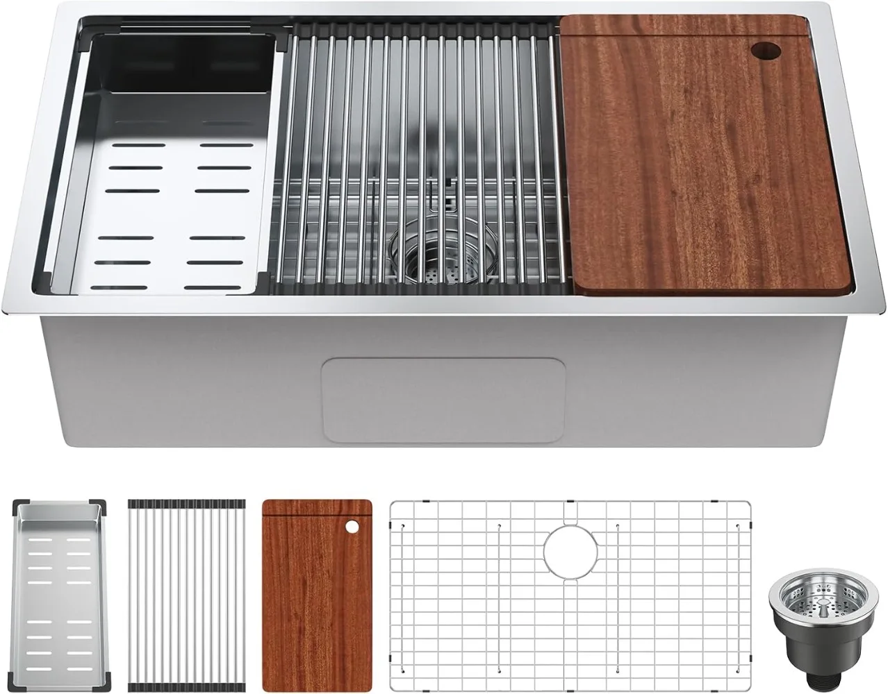 

Кухонная мойка, вставные раковины из нержавеющей стали 304, раковина с одной чашей под креплением и выступом, кухня для приготовления и барная раковина,