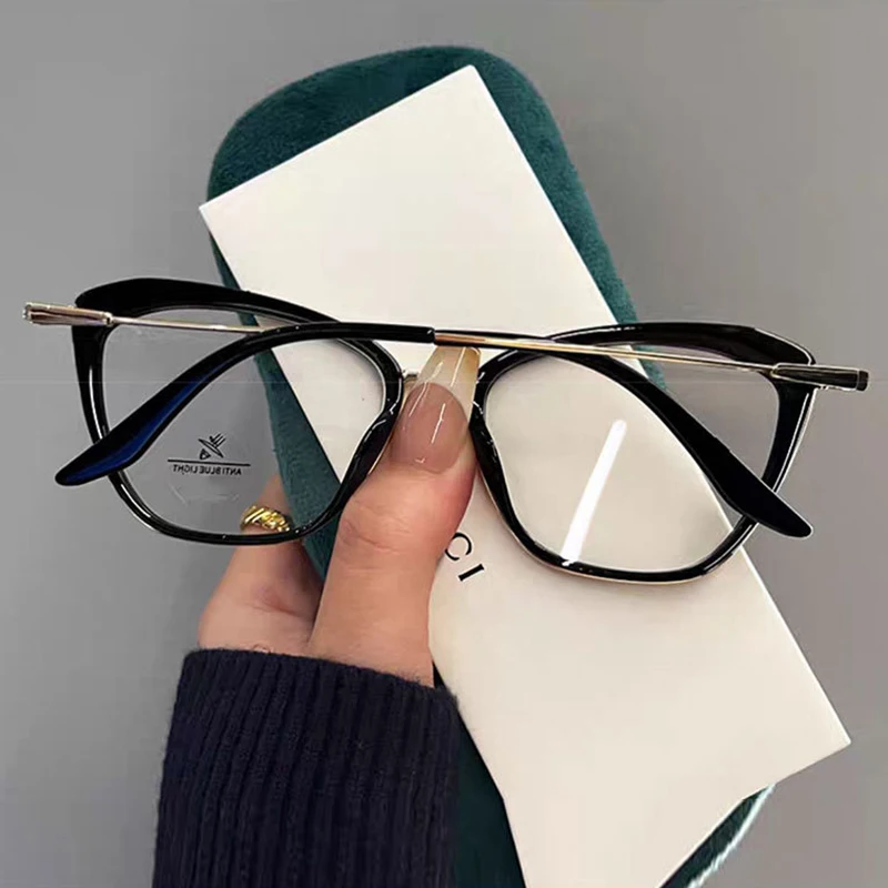 الرجعية القط العين نظارات للنساء المهنية مرآة ضوء مسطح عالية الجودة المضادة للضوء الأزرق نظارات القراءة الموضة 9206 #5
