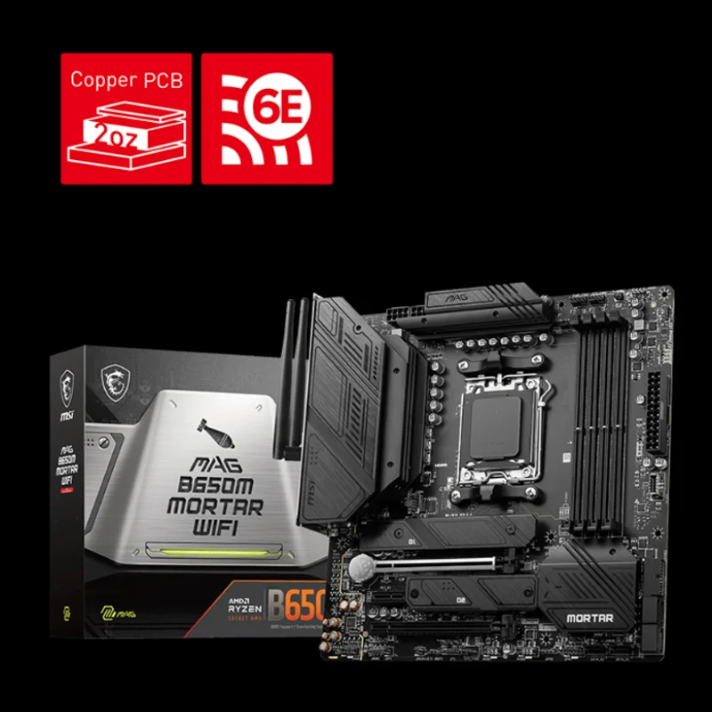 اللوحة الأم MSI MAG B650M MORTAR WIFI تدعم AMD B650 AM5 Ryzen 7 7800X3D 5 7600X 5 8600G 9 7950X3D CPU DDR5 M.2 mATX