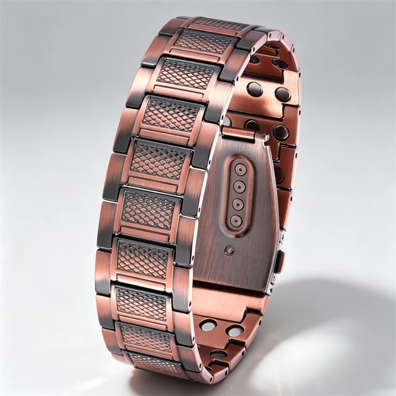 22mm Men's Bronze Copper Bracelet, Heavy Link Chain, Antique Finish Punk Style, Great Gift for Husband Boyfriend