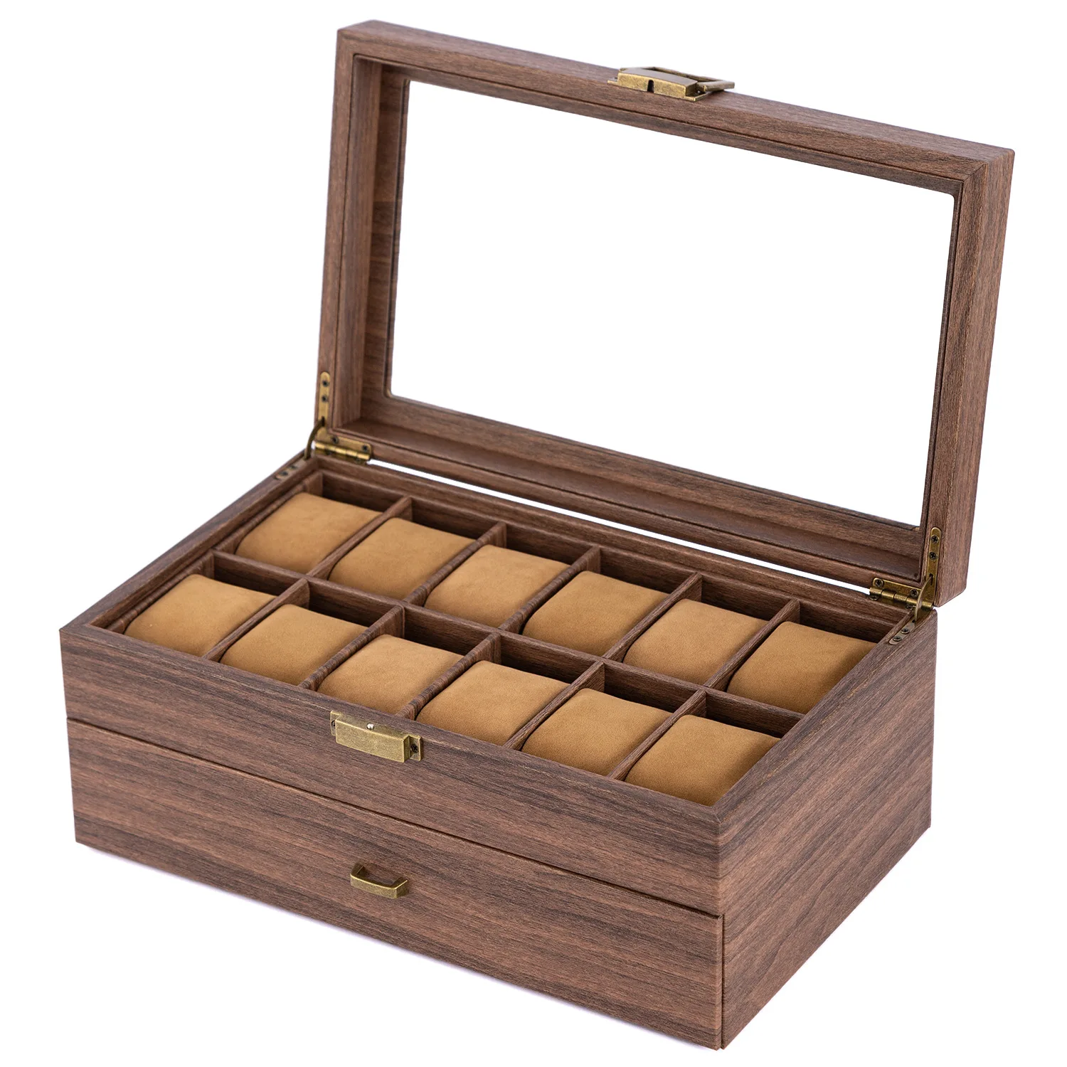 Новый стиль, коробка для часов из искусственной кожи, коричневая винтажная древесина, кожаный браслет для часов, коробка для хранения, коробка для коллекции часов