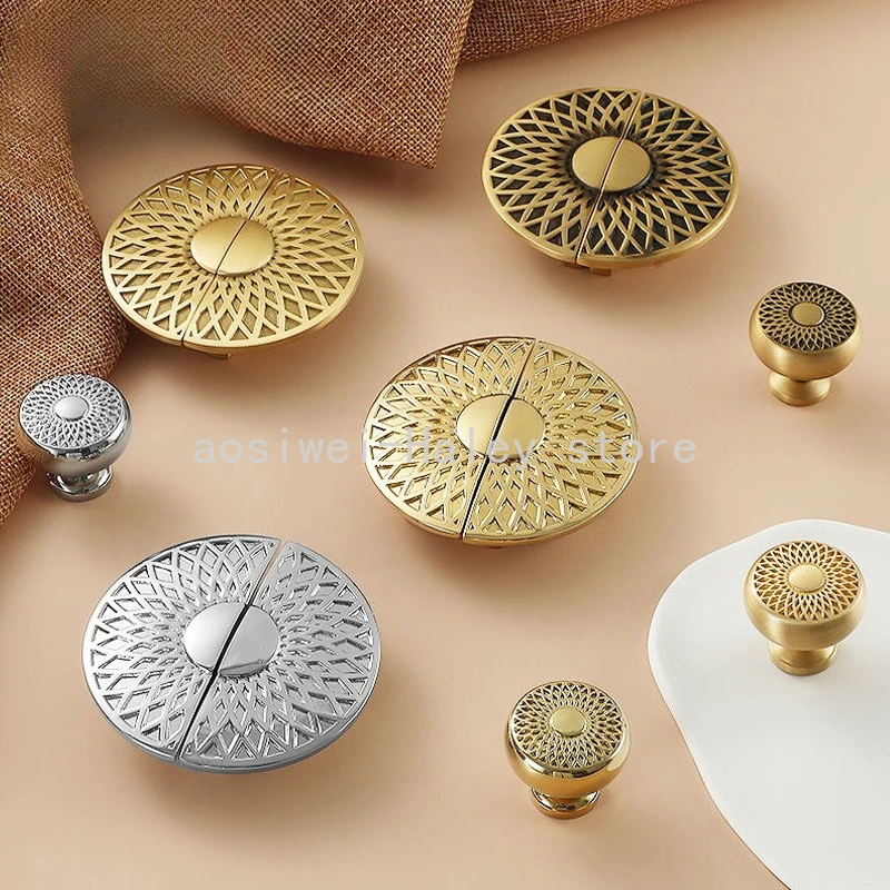 Solid brass honeycomb knob furniture hardware, kitchen cabinets, drawers, beautiful copper Pull handles