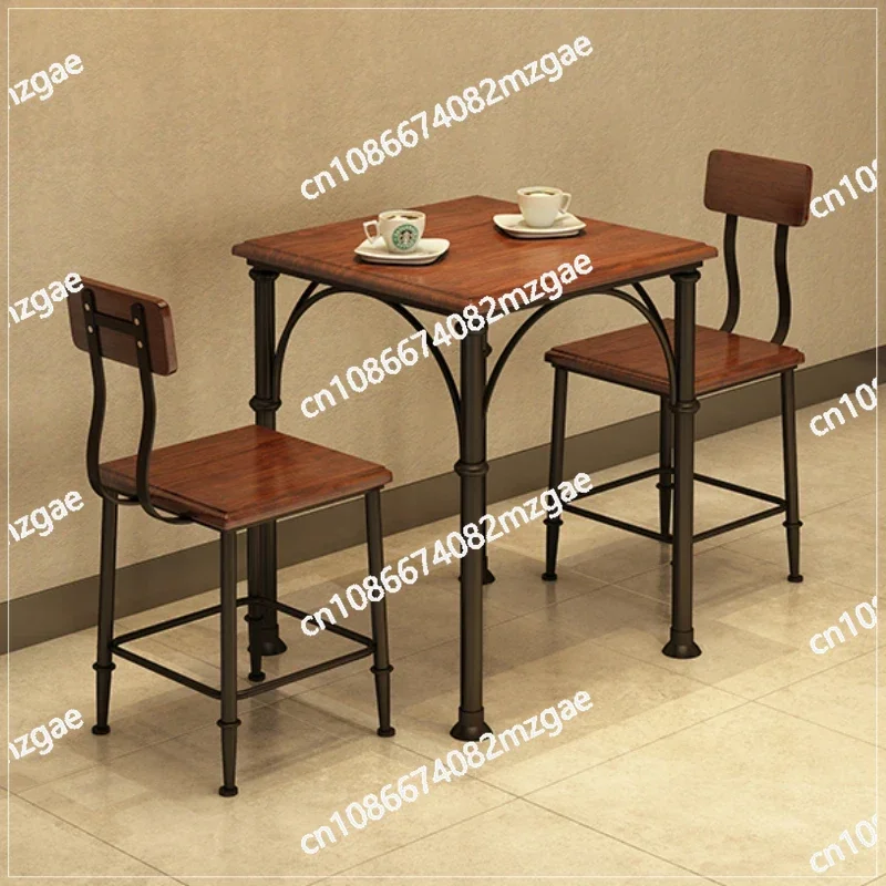 Industrial Style Dining Set GY60 Wood Iron, Creative Water Pipe Table and Afternoon Tea Chairs Rustic Furniture