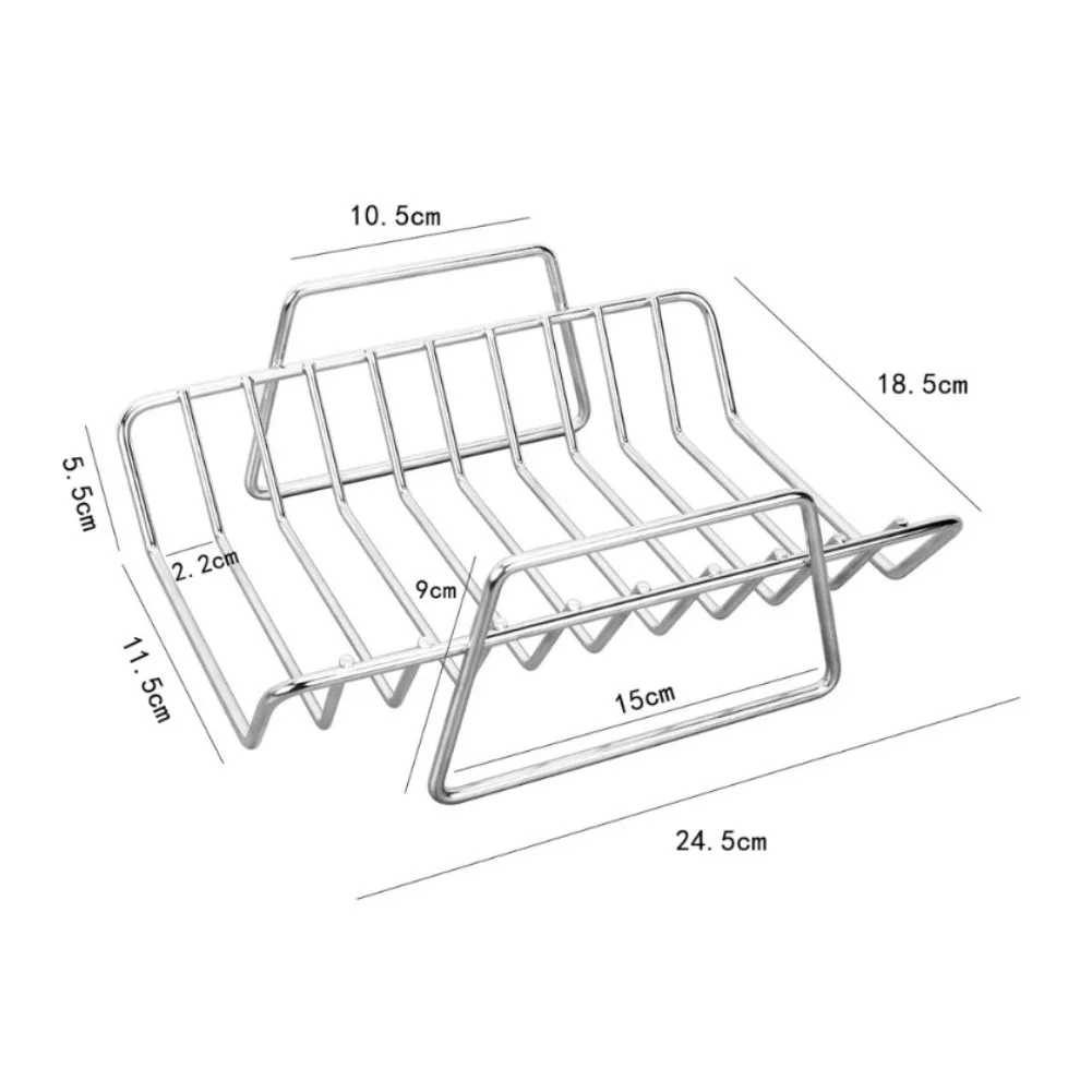 

1Pcs 304 Stainless Steel BBQ Rib Rack For Meat Ribs Chicken Vegetables BBQ Rib Rack Camping Grilling Tools