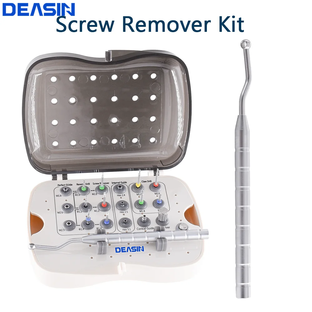 Dental Fixture Fractured Screw Implant Remover kit Claw Reverse Tap Drill Driver Broken Screw Removal Extractor Φ0.1/1.2/1.4