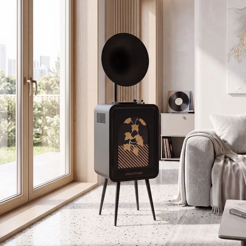 Los Bella vinyl record player retro, phonograph bluetooth speaker all-in-one machine vertical living room audio ornament
