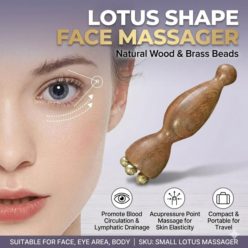

Lotus Pod Face Massage Stick Traditional Acupressure Rod for Facial Fatigue Relief Blood Circulation Gua Sha AntiAging Lift Tool
