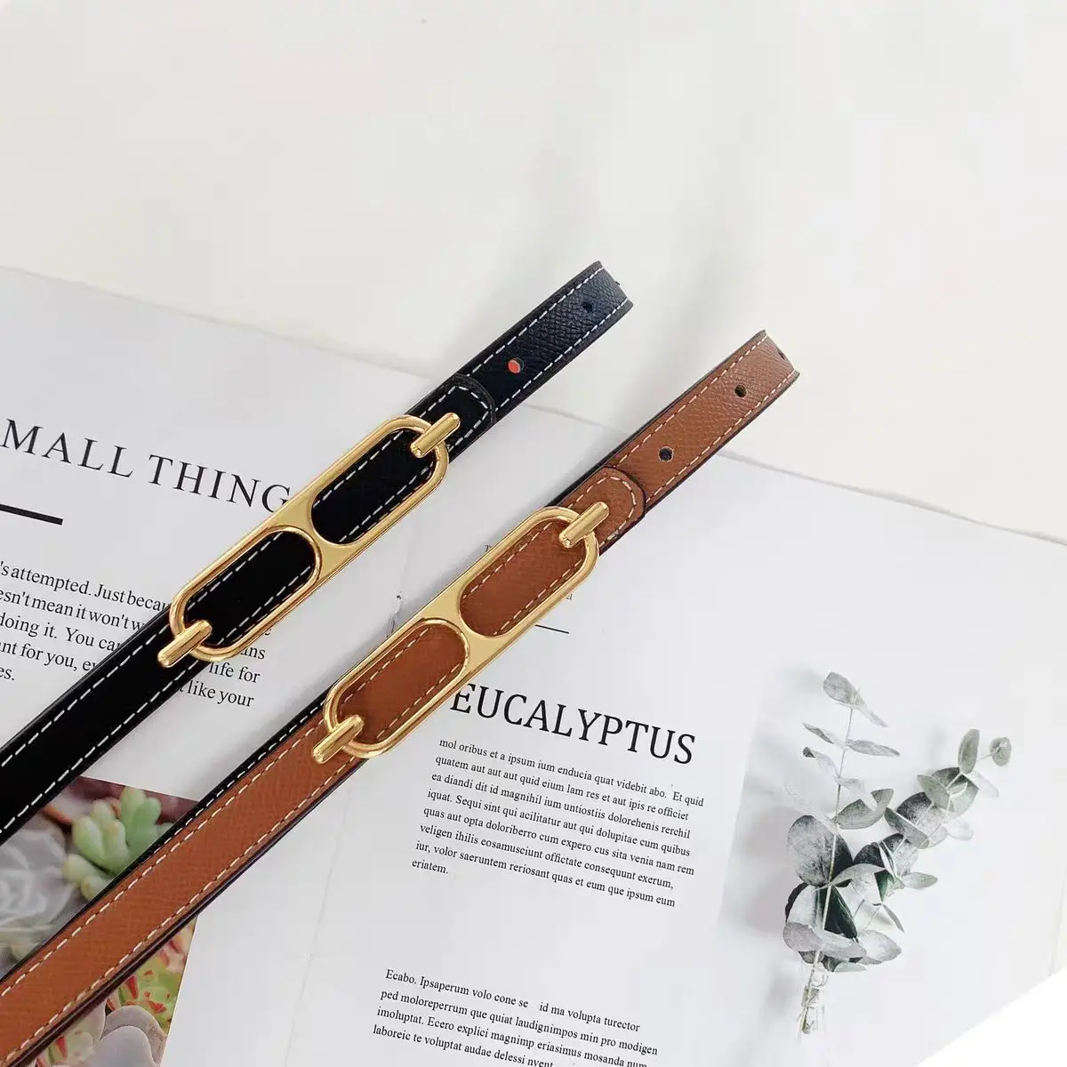 1.3cm Women's Belt Reversible Multifunctional Fashion Durable Fashion Item Belt