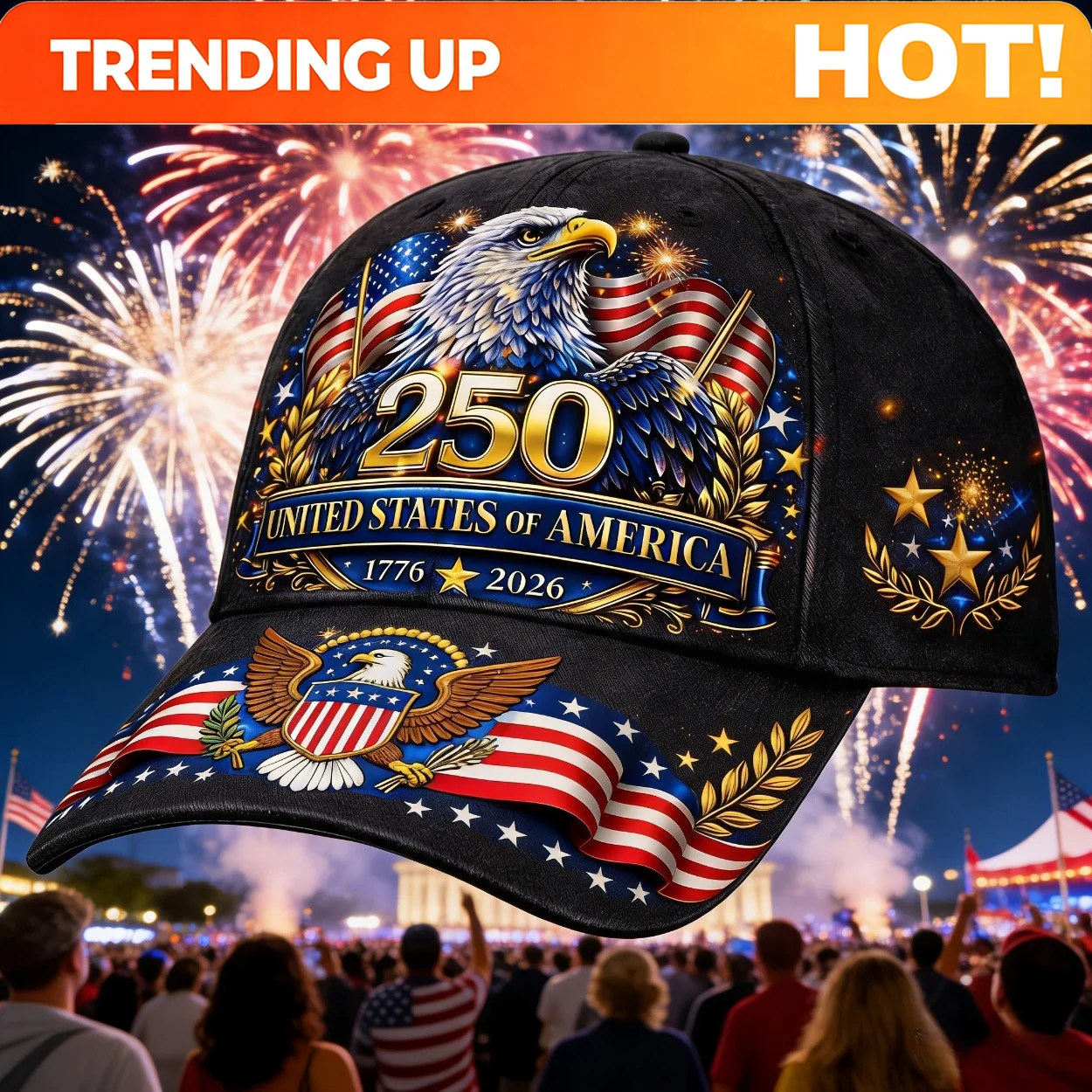 USA 250Th Anniversary Celebration Baseball Cap - Special Edition for Independence Day, Adjustable Retro Style Cap, Holiday