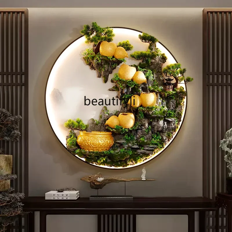 Entry entrance flowing water ornament three-dimensional decorative painting living room tea room  led luminous hanging painting