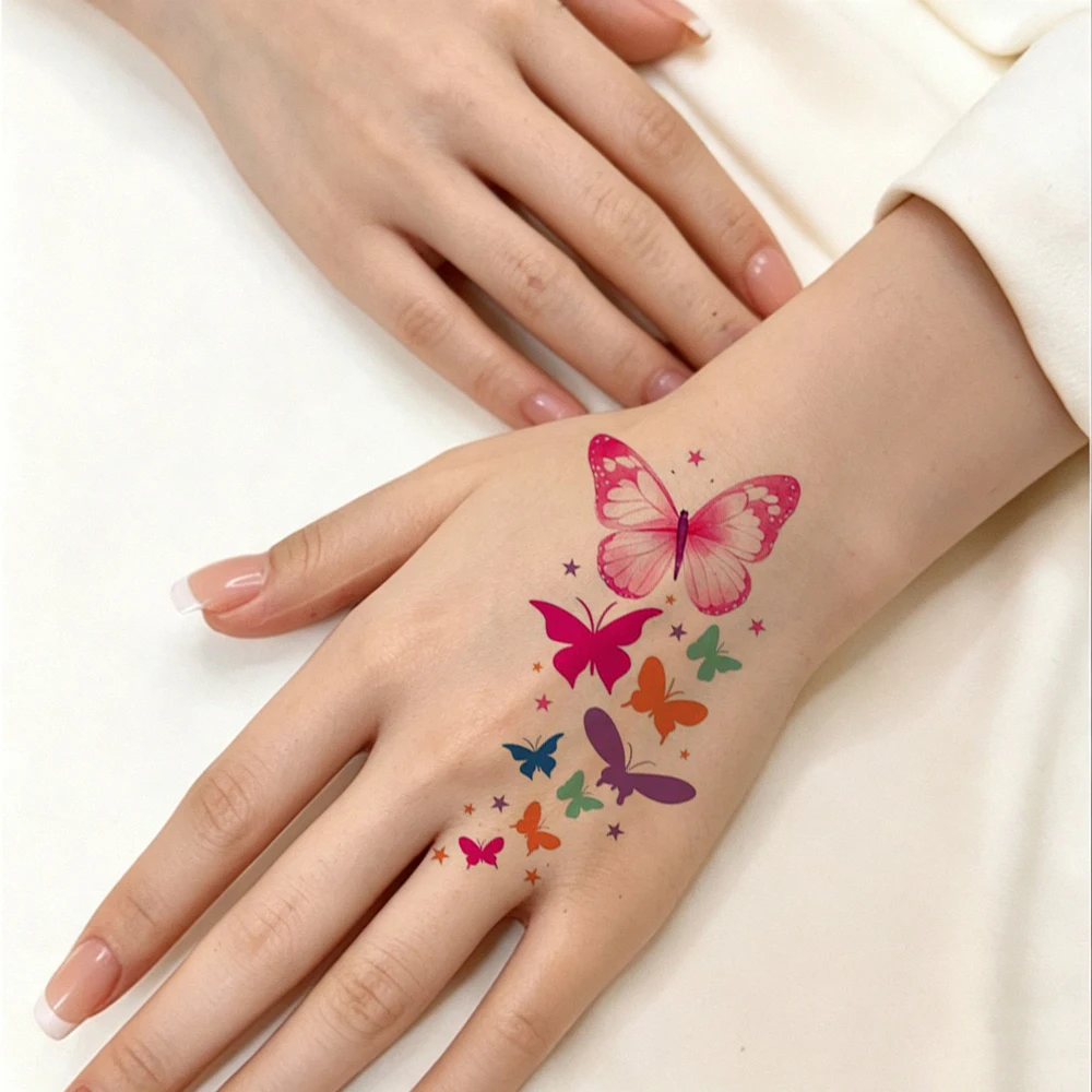 30Pcs Butterfly Temporary Tattoo Sticker Colorful Waterproof Fake Tattoo For Women Y2k Style Fake Tattoo Stickers Body Decor