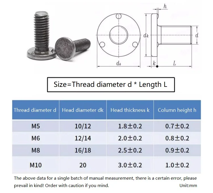 Tornillos de soldadura de acero al carbono M5 M6 M8 M10 Pernos de soldadura planos de tres puntos Longitud 10-40 mm