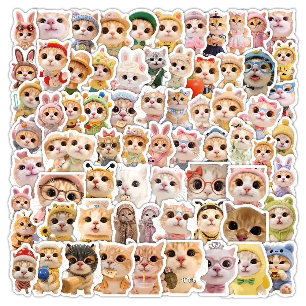 Nihao Cat Character Sticker Pack 102 Sheets Funny Feline Graffiti Stickers for Scrapbook Water Bottle RecordingYourLife Store