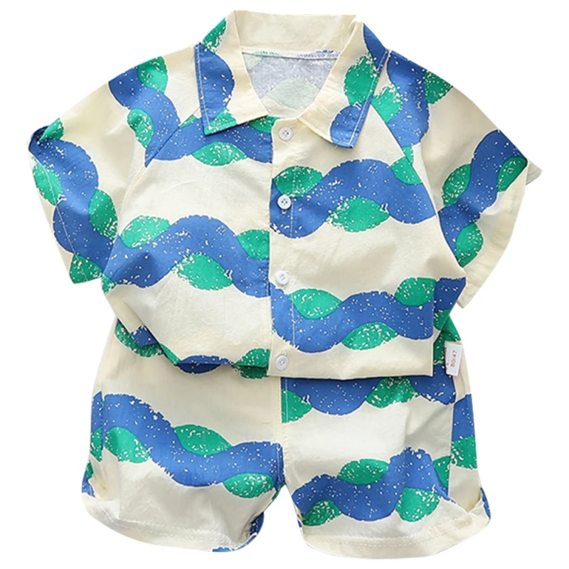 Children Boys Clothes Set Fashion Breathable Floral Cotton 2024 Summer Short Sleeve T-shirts+Shorts Set