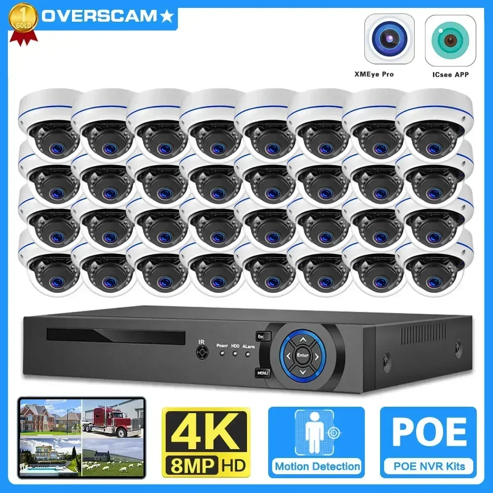 32 Channel 4K NVR Kit 8MP POE CCTV Camera Security System Kit 32CH XMEYE APP POE IP Camera Video Surveillance System Set H.265