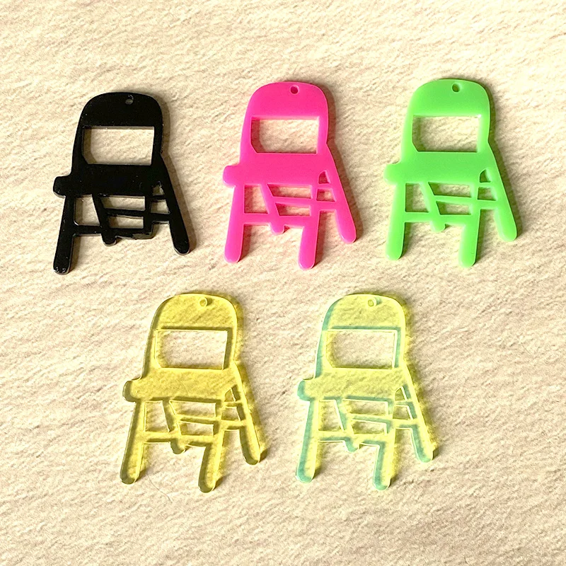 10pcs (Not 3D) Funny Small Chair Earring Charms Colorful Creative Pendants For Necklace Keychain Diy Jewelry Make