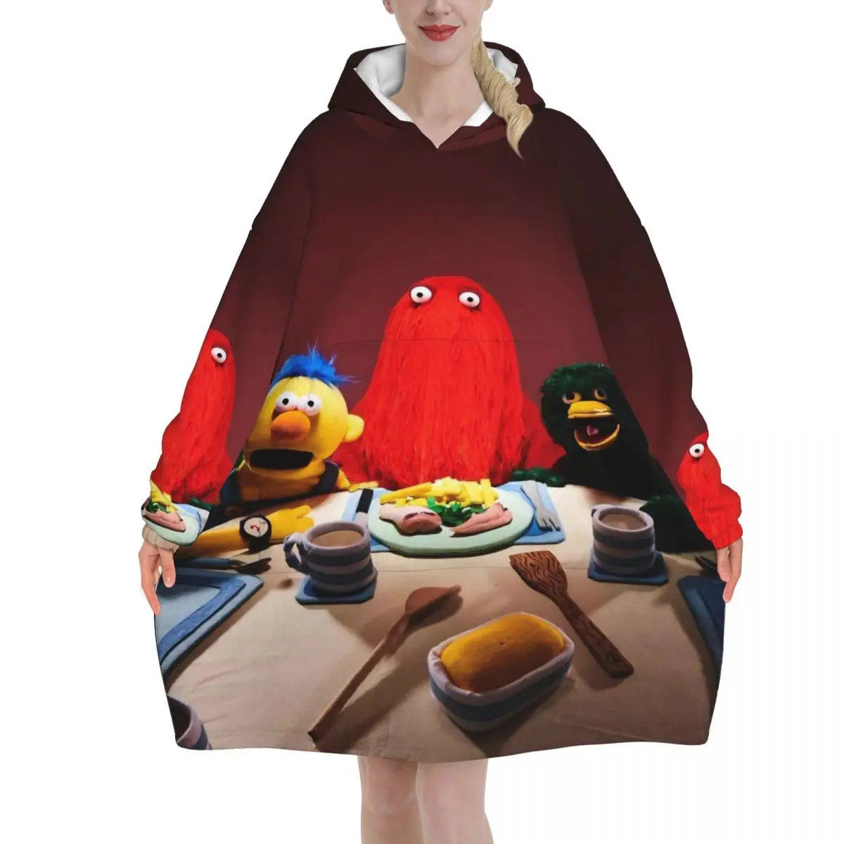 Don't Hug Me I'm Scared Wearable Blanket Hoodie Warm Cozy Large Blanket Sweatshirt Thick Fleece Hooded Blanket with Pocket