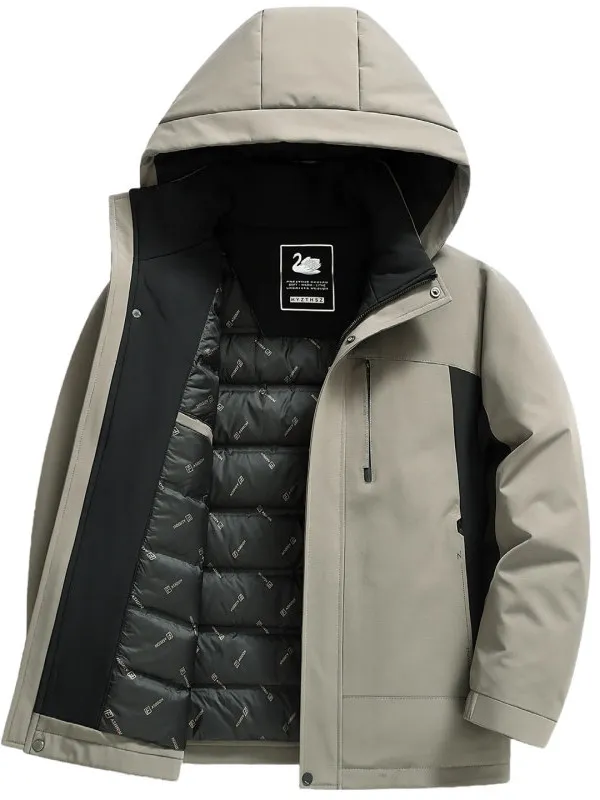 

Мужская зимняя утепленная теплая пуховая куртка для повседневной носки на улице, морозостойкая, из полиэфирного волокна, стандартный крой, на молнии