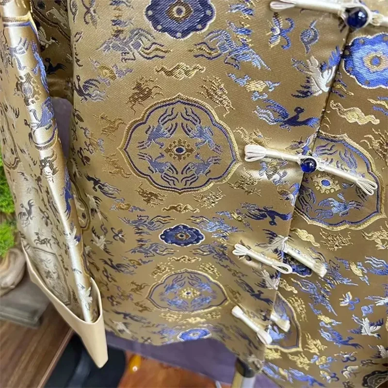 Nouvelle Veste Cheongsam Améliorée en Satin Imprimé, Style Tang, pour Femme, d'inspiration Chinoise, au tempérament de la République et d'une allure de fille riche