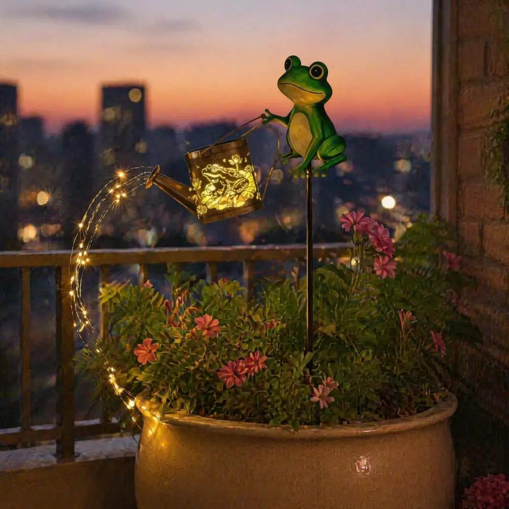 Path Decorations for Yard Solar Frog Garden Stake Light with Waterfall Led Watering Shadow Projection Lamp Outdoor Patio Yard