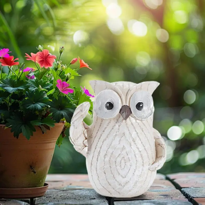 

Owl Statue White Owl Yard Statues Tabletop Collectible Animal Figurines Decorative Fake Owl Sculpture For Indoor Outdoor