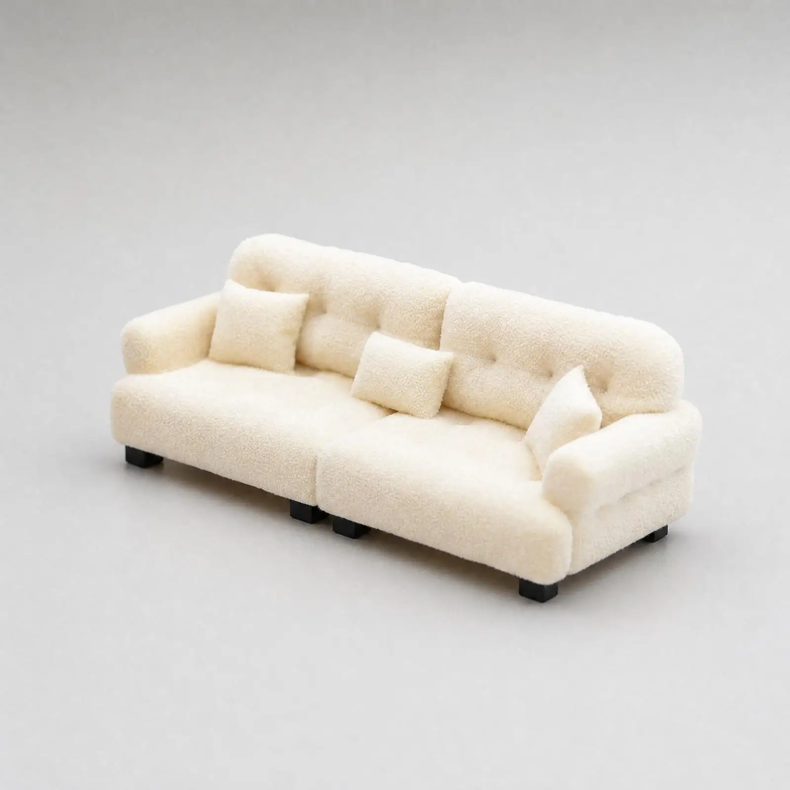 Tiny Sofa for Dollhouse Furniture with Cushions Flocked Seat and Backrest for 1