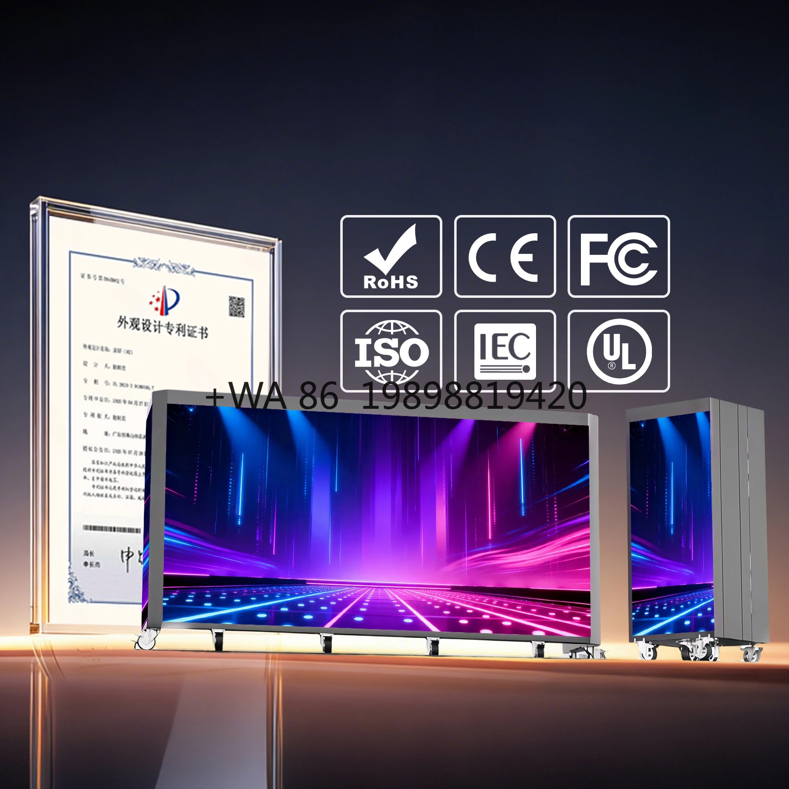 LED DJ Booth Portable Foldable DJ Stand Booth with Rolling Wheels Easy Setup, Cable Management for Wedding Club Event