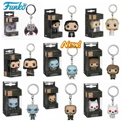 FUNKO pop Movie TV Game of Jon Snow Daenerys Davos Ghost Night King Thrones Tylion Drogon KeyChain Figure Model Collectible Toys
