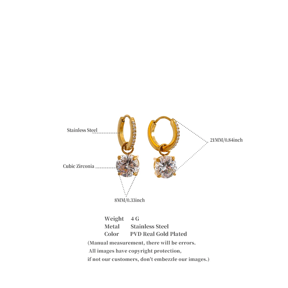 Yhpup Edelstahl-Ohrringe mit quadratischem Zirkonia-Besatz, hochwertig, täglich schick, als Geschenk geeignet, ästhetisch, exquisiter Schmuck – Detail 1