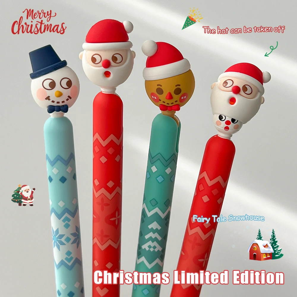 

1 Pc Christmas Series Cartoon Gel Pen 0.5mm Fairy Tale Snow House Black Pen Cute Funny Gel Pen Creative Gift