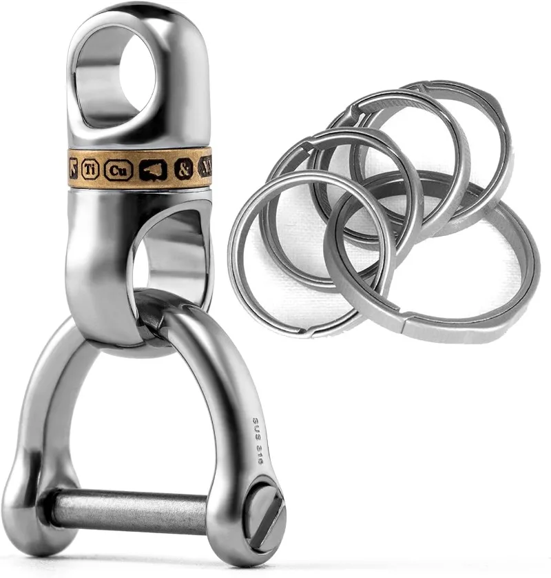 Titanium Side-Pushing Key Rings With Titanium  Keychain, Heavy Duty EDC Key Holder Portable Daily Carry Waist Key for Men